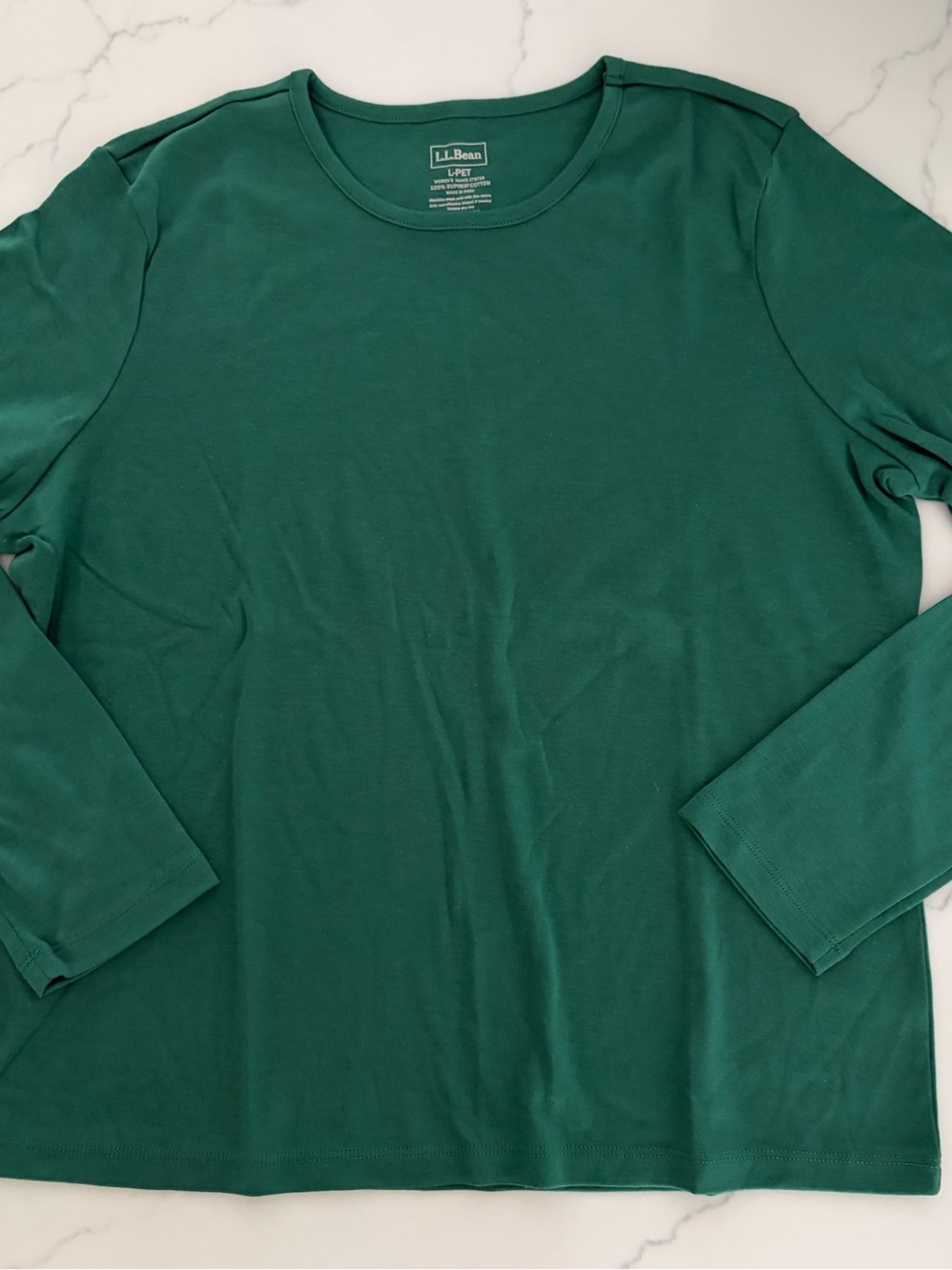 L.L.Bean L-PET Green WOMEN'S 100% Pima Cotton Crewneck New no tag